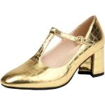 Chaussures d'été dorées Pointure 37 avec un talon entre 5 et 7cm look fashion pour femme 