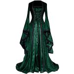 Robes longues bohèmes de mariée vertes en satin à manches longues Taille XL plus size rétro pour femme 