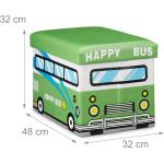 Coffres à jouets Helloshop26 verts en cuir synthétique à motif bus 