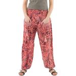 Pantalons roses tropicaux à imprimés Taille XL style ethnique pour femme 