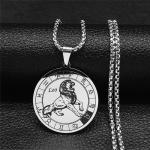 Pendentifs zodiaque gris acier en argent à motif lions look fashion 