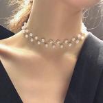 Ras-de-cou blancs à perles en lot de 1 look fashion pour femme 