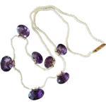 Colliers violet foncé en velours à perles de perles amethyste pour femme 