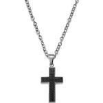 Pendentifs croix Lucléon noirs en acier look streetwear pour homme 