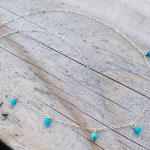 Colliers pierre précieuse turquoise en or à perles 14 carats pour femme 