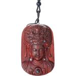 Chaînes rouges en bois à motif Bouddha look fashion 