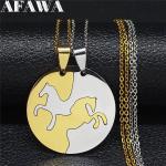 Pendentifs en or gris acier en acier à motif chevaux look fashion pour femme 
