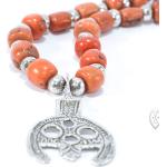 Pendentifs perle orange corail en argent à perles orientaux pour femme 