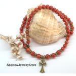 Pendentifs croix orange corail en bronze à perles fait main look vintage pour enfant 