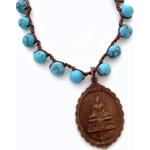 Amulettes turquoise à perles à motif Bouddha 