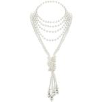 Sautoirs blanc d'ivoire en verre à perles look fashion pour femme en promo 