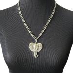 Colliers en argent gris acier en argent à motif éléphants style ethnique 