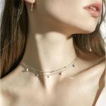 Colliers argentés en argent à perles de perles pour femme en promo 