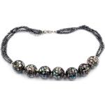 Colliers en argent Juwelo noirs en argent à perles pour femme en promo 