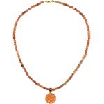 Colliers en argent orange en argent à perles pour femme 
