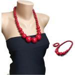 Colliers rouges en bois à perles de perles pour femme 