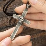 Pendentifs croix argentés en argent fait main look gothique pour homme 