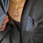Pendentifs en or en plaqué Or à motif ours en diamant look streetwear pour femme 