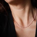 Chainettes rose pastel en argent à perles à motif France personnalisés 
