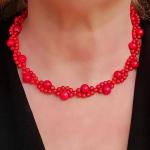 Colliers pierre précieuse de mariage rouge cerise à perles pour femme 