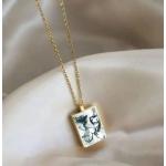 Colliers pierre précieuse argentés en or 14 carats personnalisés art déco pour femme 
