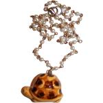 Pendentifs perle jaunes en céramique à perles à motif tortues fait main look vintage 
