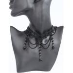 Colliers noirs en acier à perles en dentelle look gothique pour femme 