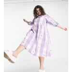 Robes fleuries Collusion violettes à carreaux à volants minis Taille XL plus size classiques pour femme en promo 