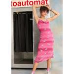 Robes col bénitier Collusion roses métalliques à motif papillons mi-longues à col bénitier Taille XXS look casual pour femme en promo 
