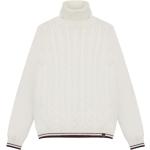 Pulls en laine Colmar Originals blancs à rayures en laine à col roulé Taille XXL 