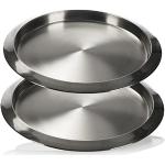Plateaux ronds gris acier en acier inoxydables diamètre 35 cm 