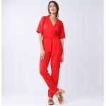 Combi pantalons rouges en polyester Taille XL pour femme en promo 