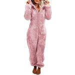 Pyjamas combinaisons roses en peluche à motif animaux Taille 4 XL look fashion pour femme 