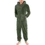 Pyjamas combinaisons pour fêtes de Noël d'automne verts en peluche Taille XXL look fashion pour homme 