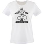 Comedy shirts Coupe proberty of Christian Grey – T-Shirt pour Femme – Taille XS à XXL versch. Couleurs - Blanc - 36