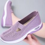 Chaussures casual violettes en caoutchouc respirantes à élastiques look casual pour femme 