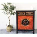 Buffets chinois rouges en pin shabby chic 