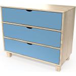 Commodes ABC Meubles bleu pastel en pin finis vernis made in France 