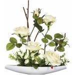 Compositions florales artificielles Paris Prix blanc d'ivoire en plastique en promo 