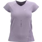 T-shirts Compressport violets en microfibre à manches courtes Taille XS look fashion pour femme 