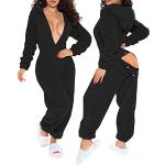 Pyjamas combinaisons noirs en polyester Taille XL look sexy pour femme 
