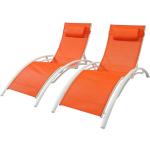 Concept-usine - Bahia Orange/Blanc x2 : lot de 2 transats empilables et ajustables en aluminium et textilène