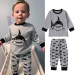 Pyjamas gris en fibre synthétique à motif requins enfant look fashion 