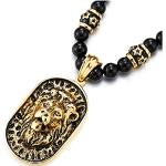 Colliers Coolsteelandbeyond noirs en acier à perles à motif lions gothiques look gothique pour homme 