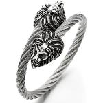 Bracelets manchette Coolsteelandbeyond gris acier en acier à motif lions look fashion pour homme 
