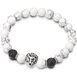 Bracelets de perles Coolsteelandbeyond blancs en métal à perles à motif lions look fashion pour homme 