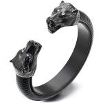 Bracelets manchette Coolsteelandbeyond noirs en acier à motif loups look fashion pour femme 