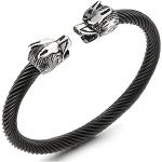 Bracelets manchette Coolsteelandbeyond argentés en métal à motif loups look fashion pour homme 