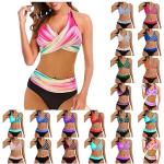 Bikinis push-up roses à rayures Taille XL look fashion pour femme 