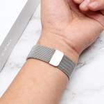 Bracelets de montre gris acier en acier look fashion en maille en silicone pour femme 